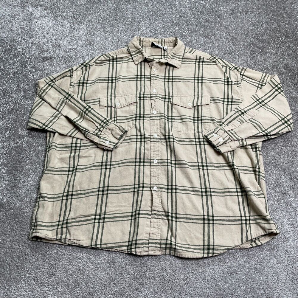 Asos Relaxed Casual Shirt Mens Large Brown Check Long Sleeve Button Down Cotton